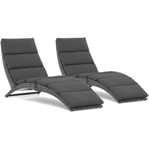 SUGOLD Patio Chaise Lounge Chairs Sets, 2 Pieces Cushioned Patio Adjustable Chaise Lounge, Rattan Reclining Chair - 1 of 1