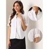 INSPIRE CHIC Women's Summer Short Sleeve V Neck Stand Collar Hollow Out Embroidered Shirts - 2 of 4