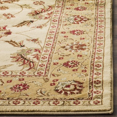 Ivory and Beige Floral Persian Style Synthetic Area Rug, 8' x 11'