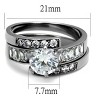 Slickblue Women's Stackable CZ Ring, Round Center with Baguette Accents, Silver Stainless Steel Band, Sizes 5–10 - 2 of 4