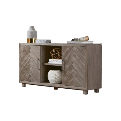Gray 60" Transitional Wood TV Console with Cabinet