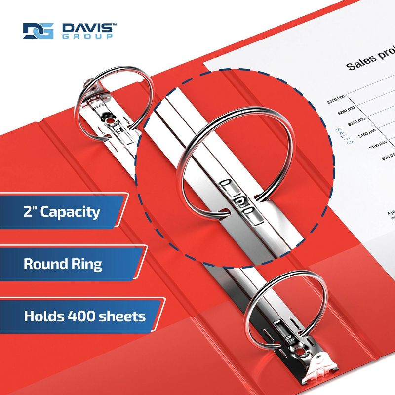 Davis Group 6pk 2&#34; Premium Economy Round Ring Binders Red, 3 of 9