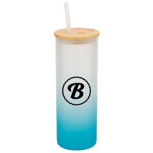 Elanze Designs B Monogram Letter Initial Rope Circle Wrap-Around Design 25 Ounce Frosted Gradient Glass On-The-Go Coffee Travel Skinny Tumbler Mug - 1 of 1