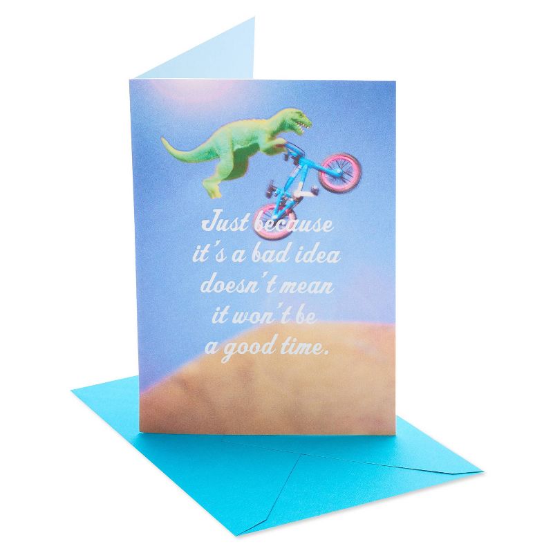 Funny Birthday Card Dinosaur Bike, 1 of 7