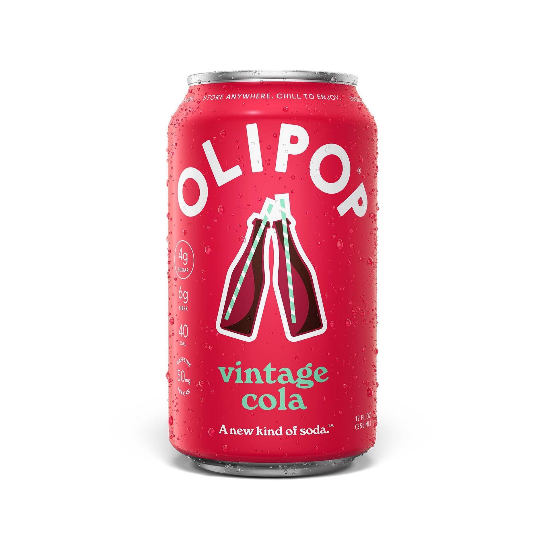 OLIPOP 6g Fiber Prebiotic Soda, Vintage Cola - 12 fl oz Can