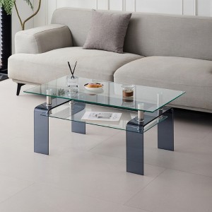 KIGFTSOD Tempered Glass Coffee Table, Modern Glass Coffee Table for Living Room, 2-Tier Storage Center Coffee Table - 1 of 4