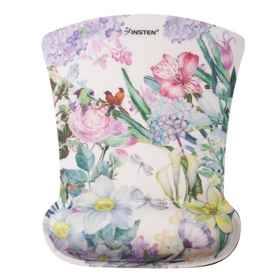 Insten Floral Mouse Pad with Wrist Support Rest, Ergonomic Support, Pain Relief Memory Foam, Non-Slip Rubber Base, Trapezoid L