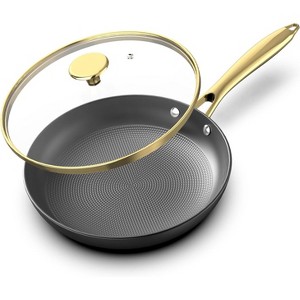 imarku,10 Inch Professional Cast Iron Skillets Nonstick Frying Pan, Frying Pans Nonstick with Lid and Stay Cool Handle, Best Gift for holiday - 1 of 4