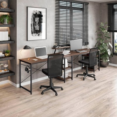 ErgoEdge Black Wood L-Shaped Gaming Computer Desk