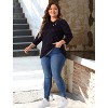 Agnes Orinda Women's Plus Size Comfy Knit 3/4 Sleeve V Neck Stripe Boho Casual Blouse - 3 of 4