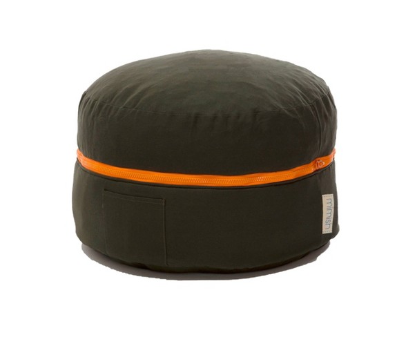Finn Cotton Exposed Zipper Storage Pouf Olive - Mimish