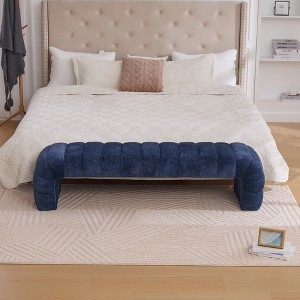 GDFStudio Xerath Modern 69.7" Chenille Upholstered Tufted Bench - 1 of 4