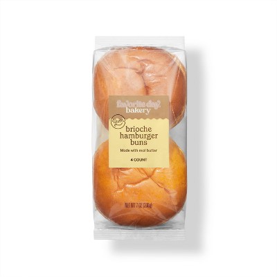 Brioche Hamburger Buns - 7oz/4ct - Favorite Day™