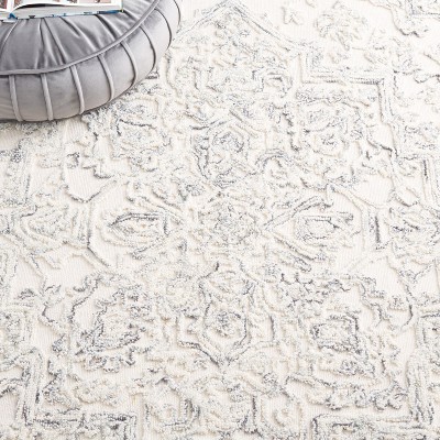 Ivory and Charcoal Hand Tufted Wool Area Rug
