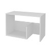 Vynxaria White & Concrete Melamine Side Table: 2-Open Shelf Storage, Light Oak Accents for Modern Bright Spaces - 3 of 4