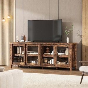 Sliding Glass TV Cabinet - Durable Construction, Smooth Sliding Doors, Modern Design, Easy Assembly, Spacious Storage Media Console Cabinet - 1 of 4