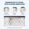 Homhougo Farmhouse TV Stand for TV up to 65 Inches, Entertainment Center with Sliding Barn Doors and Adjustable Shelf, White - 4 of 4