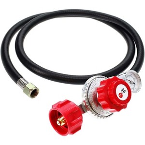 GasOne 4 ft Propane Regulator and Hose 0-30PSI with PSI Gauge,  2120-R Red QCC - 1 of 1