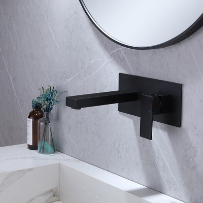 Matte Black Single-Handle Wall Mount Bathroom Faucet