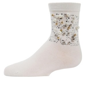 Memoi Starry Night Jeweled Girls Combed Cotton Crew Socks - 1 of 3