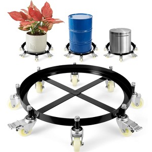 CuisinSmart 55 Gallon Heavy Duty Oil Drum Dolly, 1000lbs Weight Capacity, Trash Can Dolly with Cross Braces & Swivel Wheel, Non Tipping, with Brake - 1 of 4