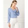 INSPIRE CHIC Women's Office Work Ruffle V Neck Long Sleeve Chiffon Peasant Blouse - 3 of 4