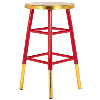 Transitional 24" Red and Gold Metal Counter Stool