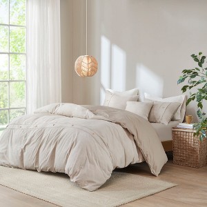 5 Piece Organic Cotton Oversized Comforter Cover Set w/removable insert Natural King/Cal King - 1 of 1