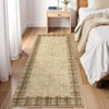 Modern Bordered Plaid Runner Rug 2x6 Ft Soft Thin Washable Hallway Runner with Non-Slip TPR Rubber Backing, Foldable Low Pile Non Shedding Rug - 3 of 4