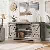 65 Inche Farmhouse Tv Stand, Entertainment Center with Storage and Sliding Barn Doors, Adjustable Shelf Modern Media TV , Grey - 3 of 4