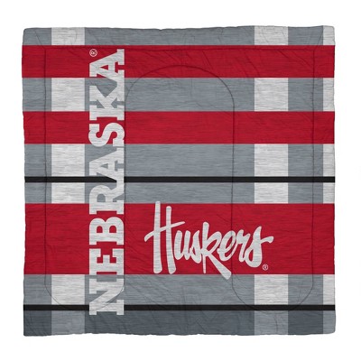 NCAA Nebraska Cornhuskers Heathered Stripe Queen Bedding Set in a Bag - 3pc — фото 2