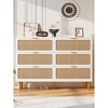 6 Drawer Dresser, Rattan Chest of Drawers with Deep Drawers, Large Modern Double Dresser for Closet with Wide Top, Horizontal Wooden Dresser - 2 of 4