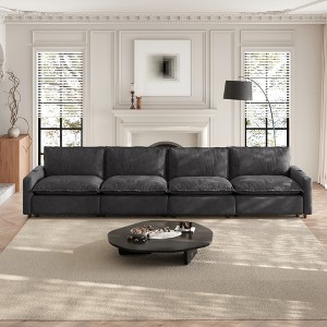 149''Modular Sectional Sofa with 2 Heating cushion Power Recliner Chair, Linen Sectional Sofa Deep Seat Soft Couch with USB Ports for Living Room - 1 of 4