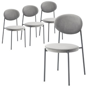 LeisureMod Euston Modern Velvet Dining Chair with Grey Steel Frame, Set of 4 - 1 of 4