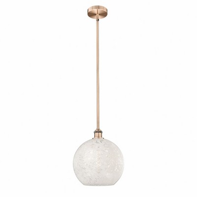 White Mouchette - 1 Light Stem Hung Pendant In Modern Style-13 Inches Tall and 12 Inches Wide
