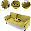 QingMoon 70" Convertible Sofa Bed, Foldable 2-Seater Futon Couch, with 2 Cup Holders, 2 Pillow and Side Storage for Living Room, Apartment - 4 of 4