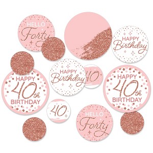 Big Dot of Happiness 40th Pink Rose Gold Birthday - Happy Birthday Party Giant Circle Confetti - Party Decorations - Large Confetti 27 Count - 1 of 4
