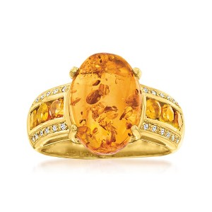 Ross-Simons Amber Ring With 0.50 ct. t.w. Citrines With White Topaz in 18kt Gold Over Sterling - 1 of 4