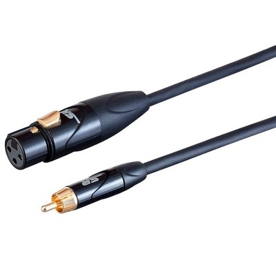 Monoprice XLR Female to RCA Male - 3 Feet - Black, Heavy Gauge 24AWG On Tour Cables, Gold Plated Connectors - Stage Right Series