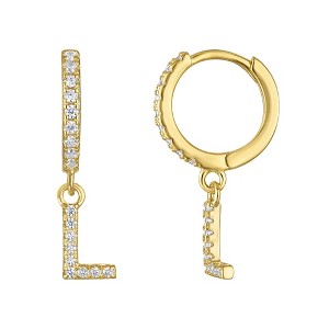 Junior Jewels 14K Gold Over Sterling Silver Cubic Zirconia Initials Drop Earrings - 1 of 2