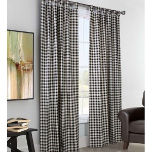 54"L x 80"W Thermalogicª Check Tab-Top Curtain Pair - 1 of 1