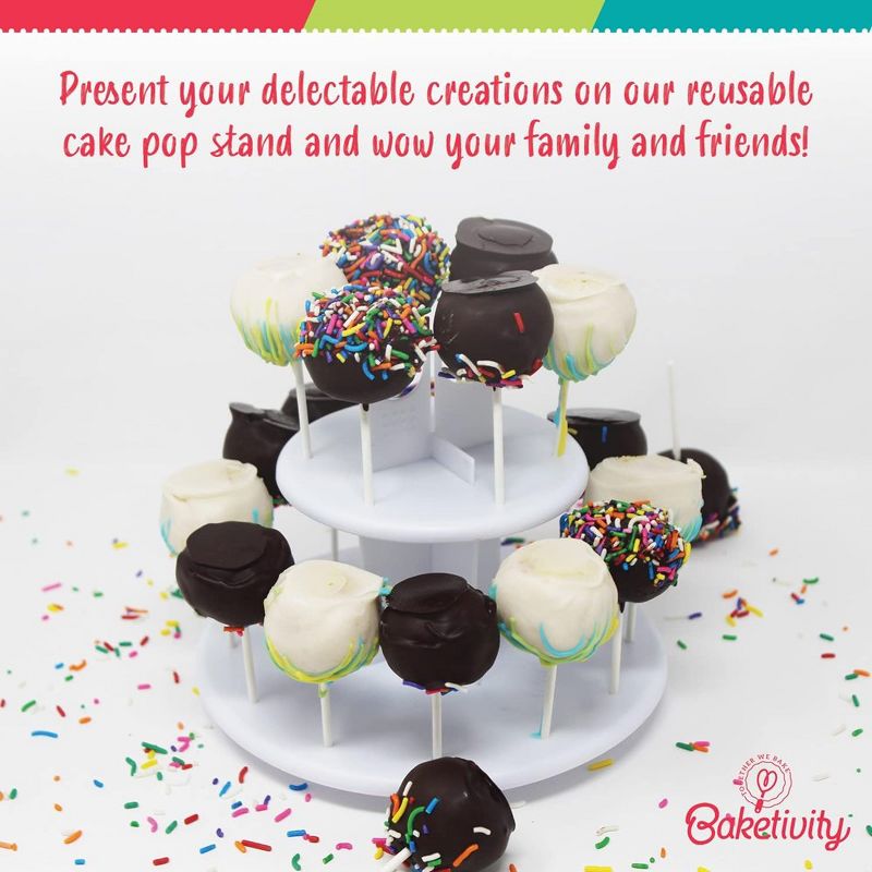 Cake Pop Stand by Baketivity | Lollipop Stand Cake Pop Holder | Plastic CakePopsical Stand | Cake Stand Set – No Cake Pop Mold Needed, 2 of 7