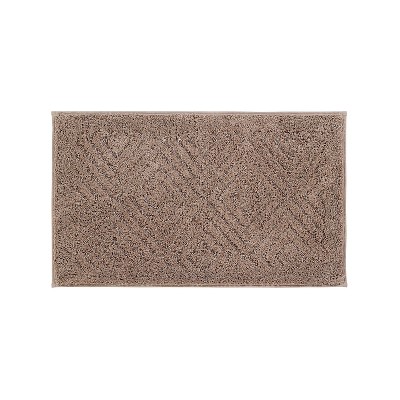 Beige Diamond Pattern Tufted Cotton Bath Rug 20" x 30"