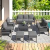 COWLOWN 7 Piece Black Aluminum Modern Outdoor Patio Furniture Set with Coffee Table and Dark Grey Cushions, Ideal for Balcony, Porch, Lawn and Yard - 2 of 4
