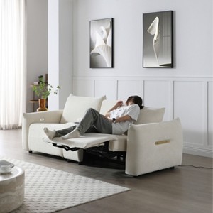 Power Lift Recliner Sofa with USB Charging - Linen Upholstered Living Room Sleeper with 2 Cup Holders, Storage Box , Home Theater Seating - 1 of 4