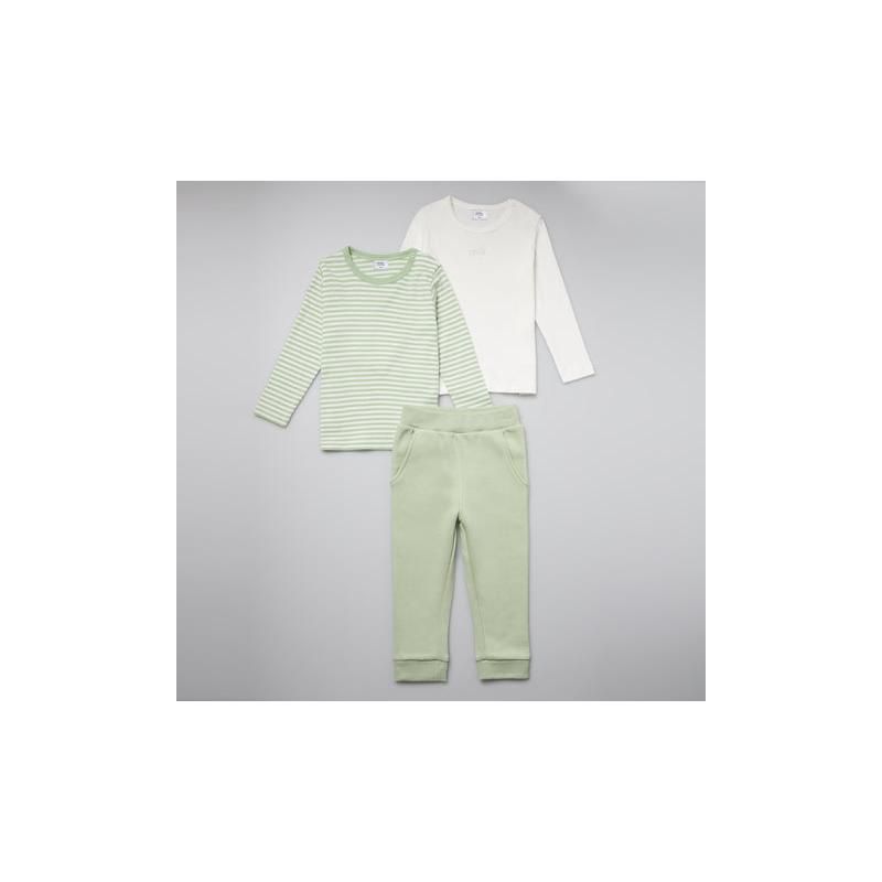 Stellou & Friends Cotton Green and White Unisex 3 Piece Clothing Set for Newborns, Babies and Toddlers, 1 of 5
