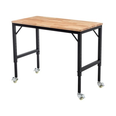 PAGED Adjustable Computer Desk Rubber Wood Writing Desk with Rubber Pads for Living Room, Study