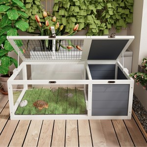 Tinyhomie Reptile Habitat Tortoise House Lamp Holder 3 Acrylic Windows 2 Waterproof Trays - 1 of 4