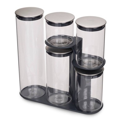 Joseph Joseph Podium 5pc Glass Storage Jar Set with Stand
