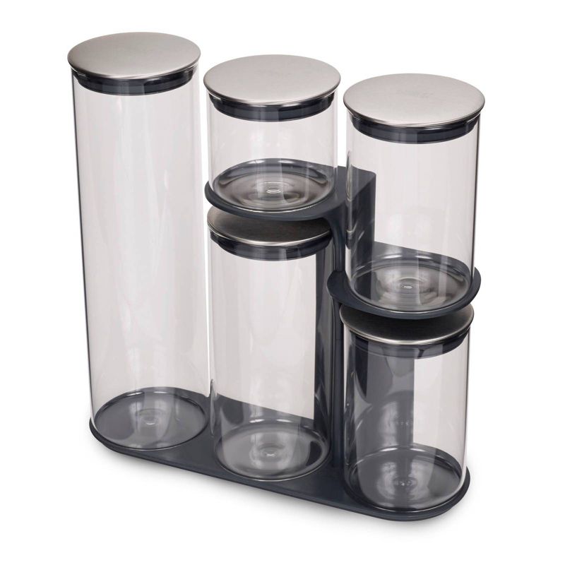 Joseph Joseph Podium 5pc Glass Storage Jar Set with Stand, 1 of 14